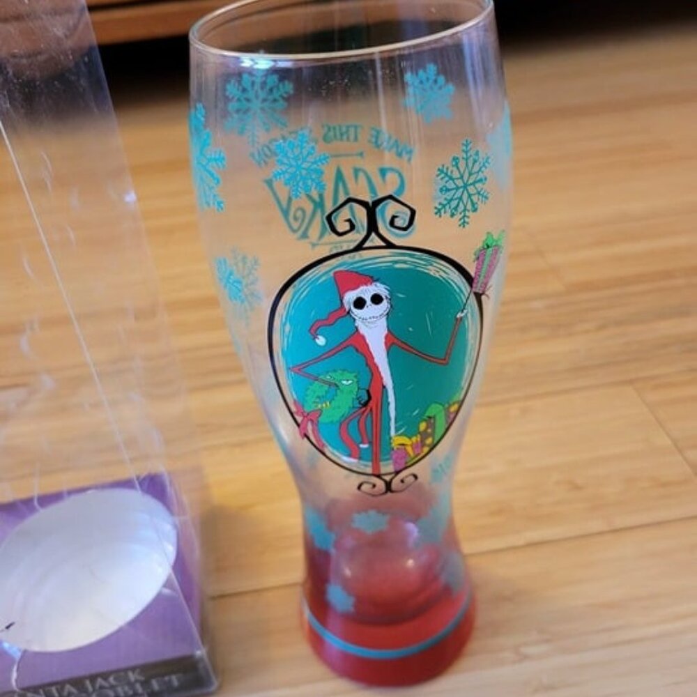 Nice Disney Nightmare Before Christmas Santa Jack goblet glass. Comes with box.